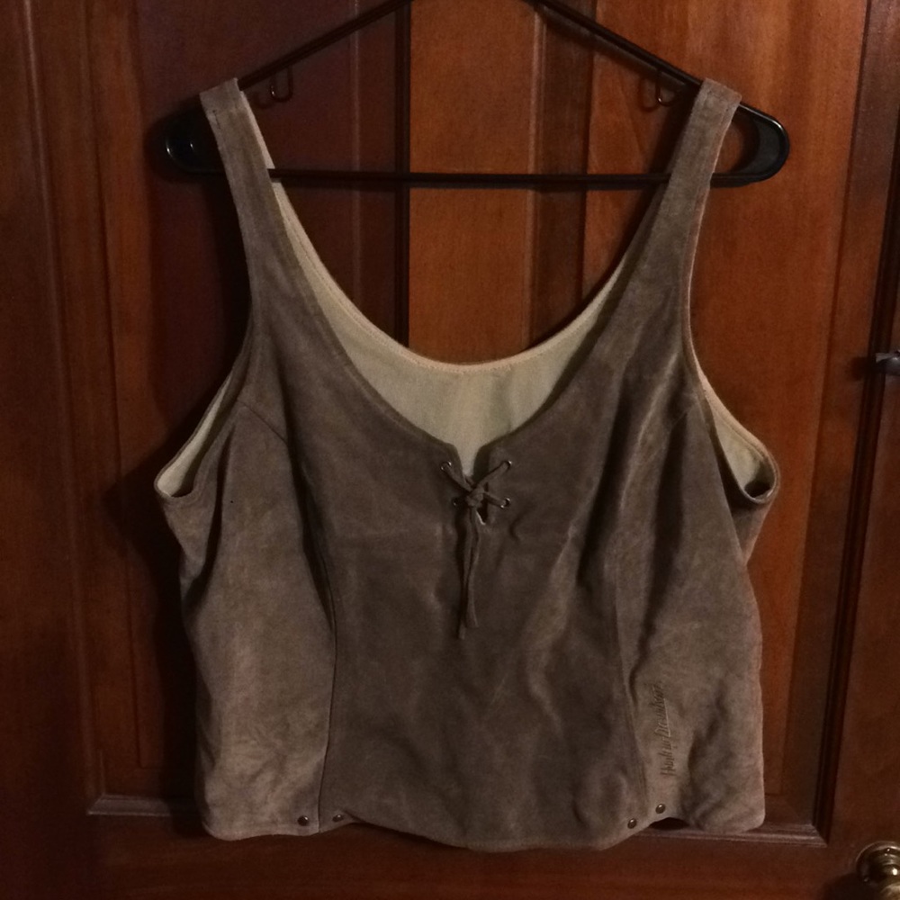 Harley-Davison Tan Leather Tank Top